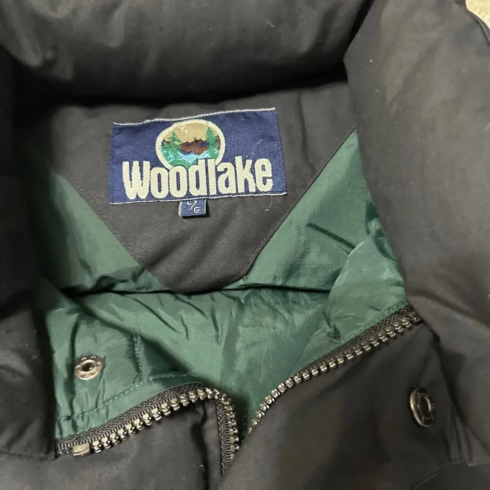Woodlake Vintage Men’s Down Puffer Vest Large Black Insulated 90s
